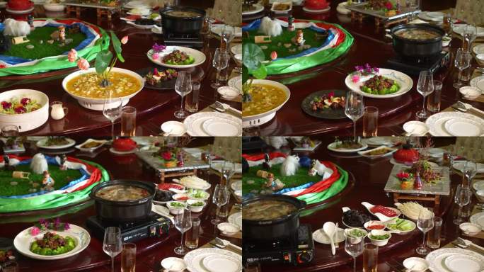 藏族特色菜在餐桌上轮转4k超高清