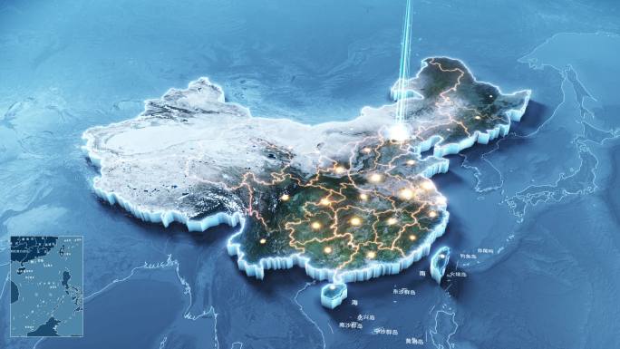 震撼云中俯冲中国三维地图4K版