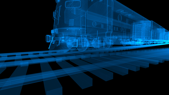 科技线框火车多角度