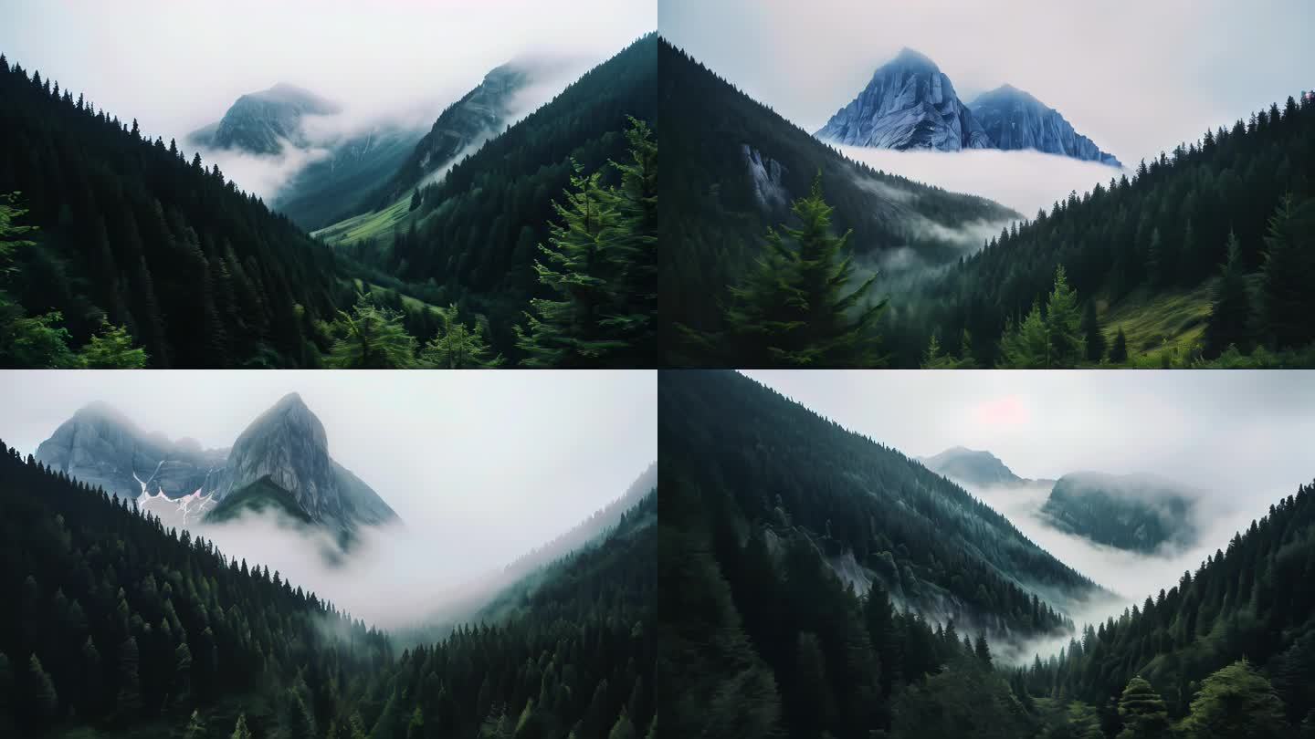 （合集）云雾山谷原始森林风景动画