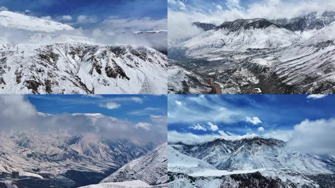 4K航拍八宿全貌 雪山 风景 飞鸟 城市