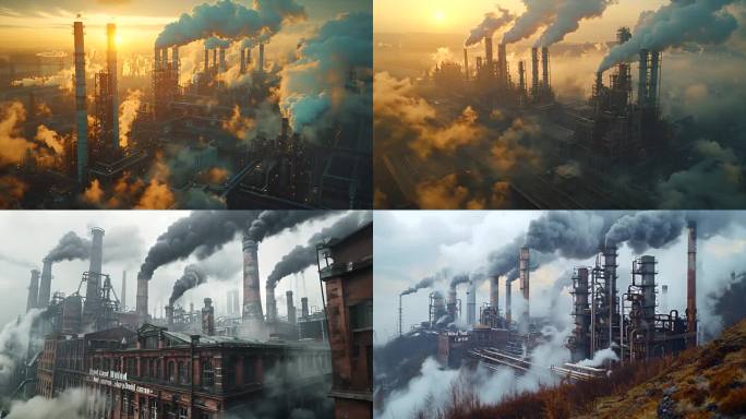 工业污染化工厂大气污染烟囱排放废气空气环