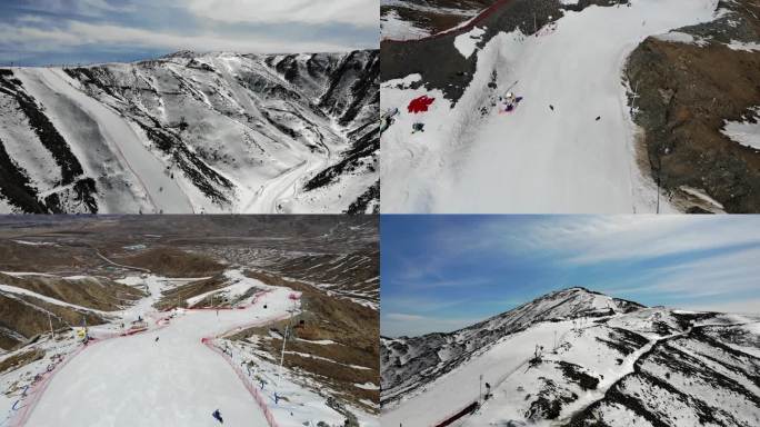 新疆阿勒泰青格里狼山滑雪场航拍