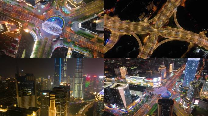 上海市城市地标车流公路交通运输夜晚夜景航