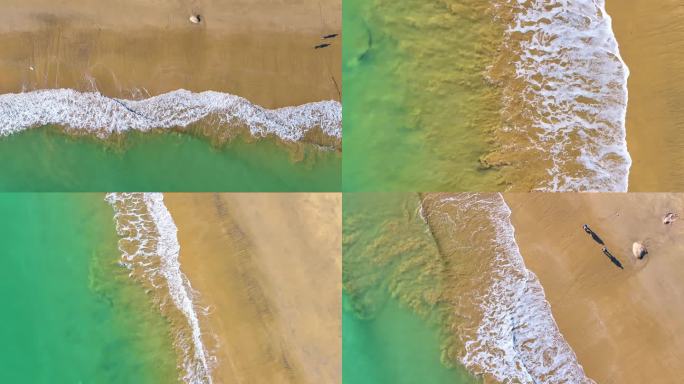 大海海边海水海浪沙滩海滩航拍海岸线风景唯