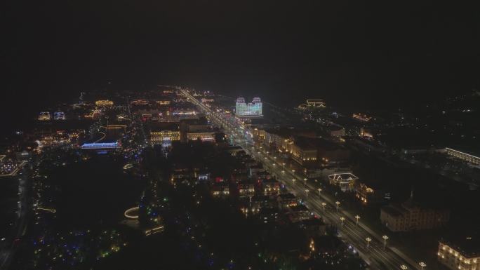 城市夜景航拍无人机霓虹灯