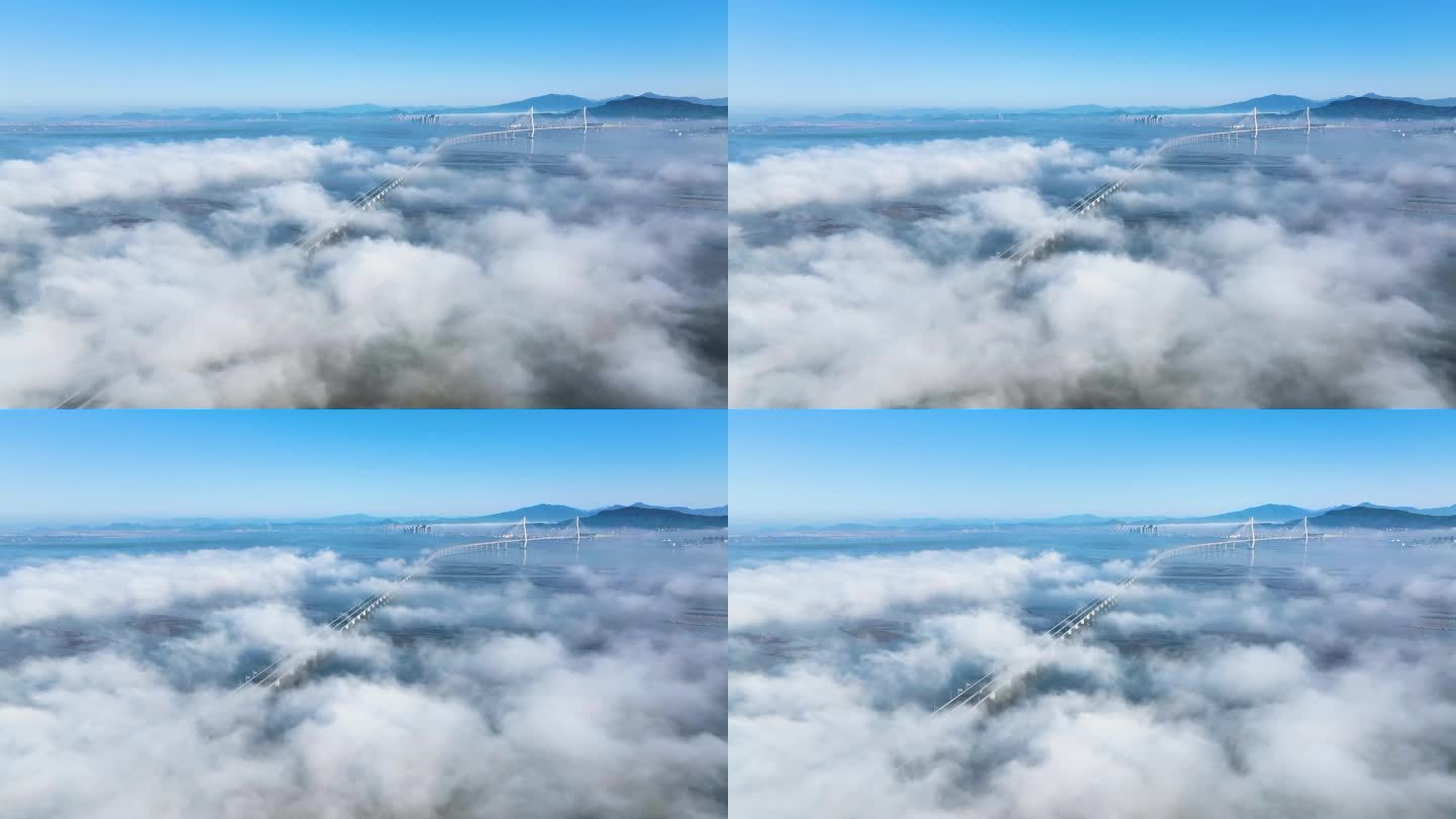 平流雾下的跨海大桥4K航拍-3