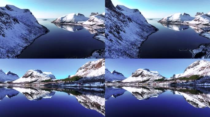 4K航拍北欧挪威塞尼亚岛自然美景