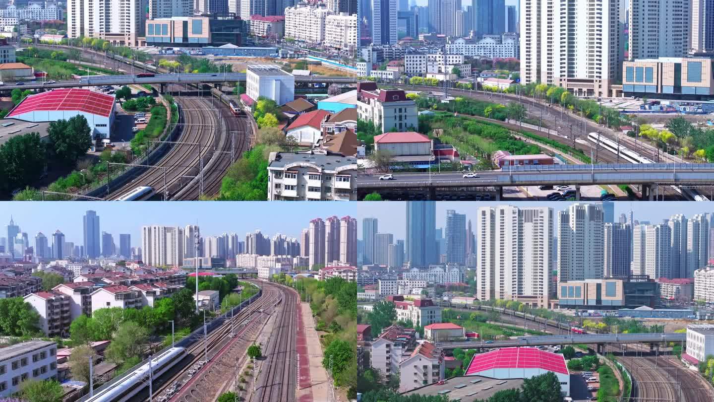 中国高铁动车和谐号复兴号进站城市高铁