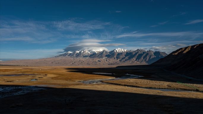 新疆喀什塔县帕米尔高原塔合曼湿地河道延时
