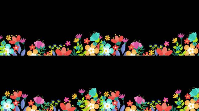 多彩花朵手绘水彩艺术边框遮罩