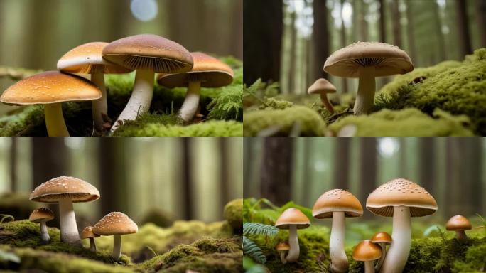 蘑菇 森林里的野生蘑菇