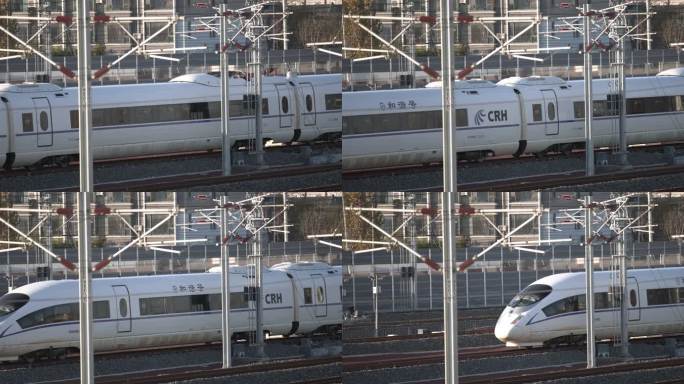 高铁火车高速列车铁路铁道进出站A53