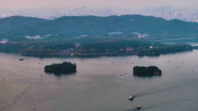 唯美杭州西湖美景大自然风光航拍杭州风景景