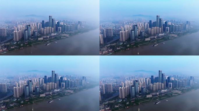 雾气迷茫湘江滨江新城