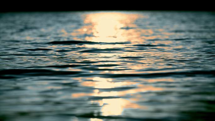 水面波光江面水浪特写夕阳湖面光斑波光粼粼