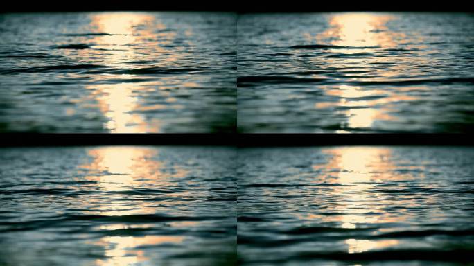 水面波光江面水浪特写夕阳湖面光斑波光粼粼