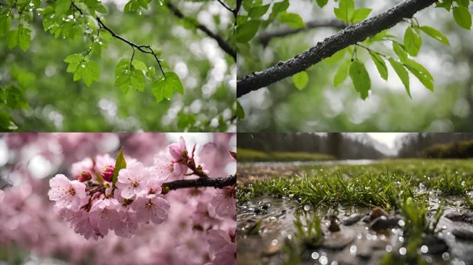 春天谷雨万物生长复苏春景AI