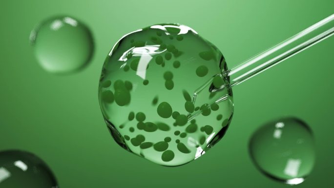 微观抽象绿色植物细胞精华液萃取