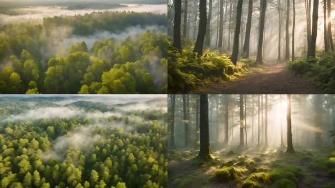 原始森林大自然雾气
