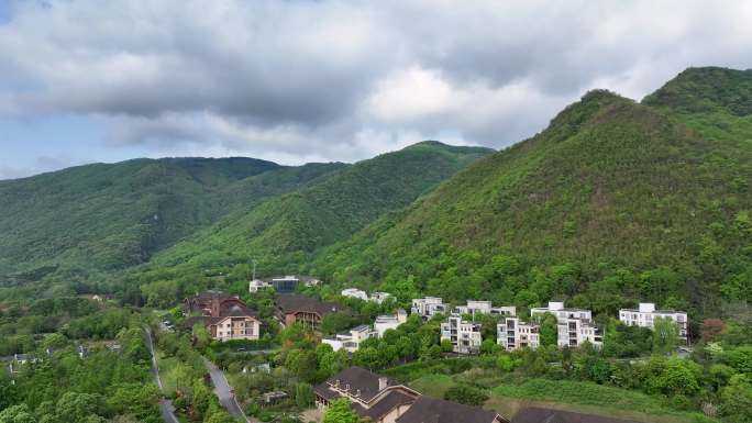 四川省绵竹市鹿棠温泉度假区航拍素材