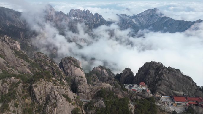 黄山风景区云海航拍延时风景视频素材4