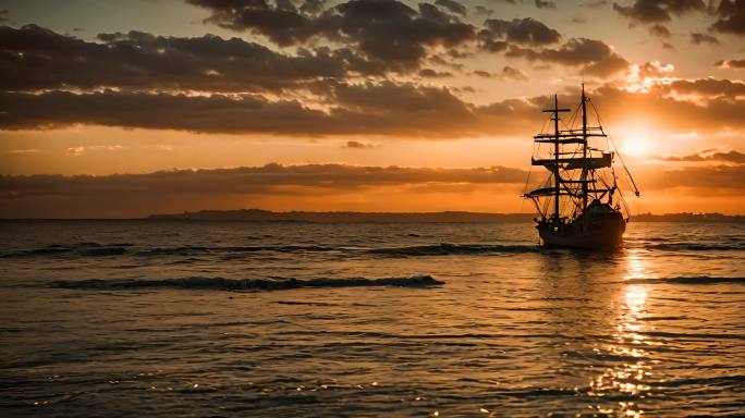 加勒比海前帆船商船海盗船