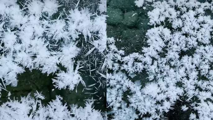 冰花雪景冬天河流山川桥梁自然景观手机摄影