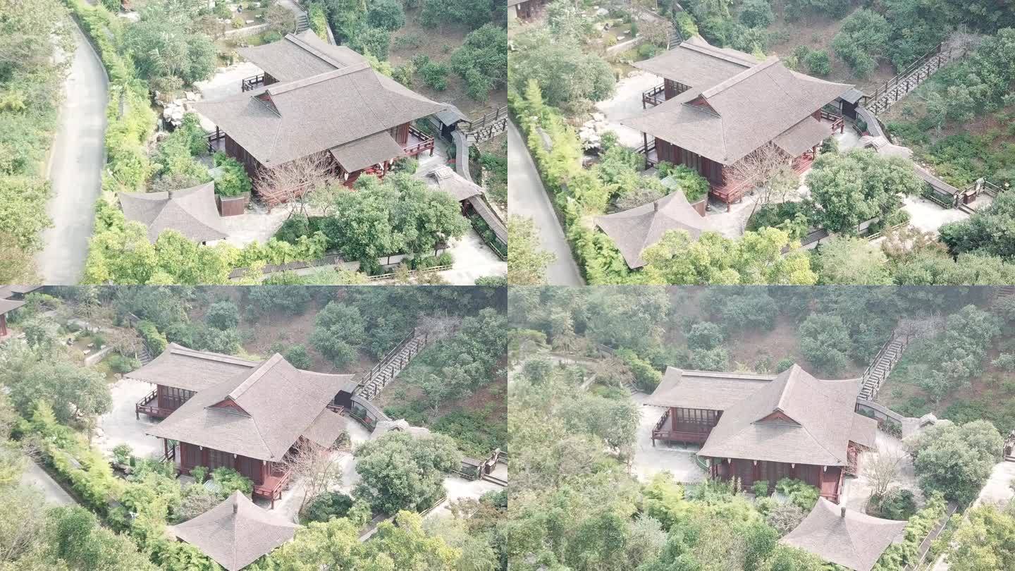 拈花湾景区山区日式建筑航拍