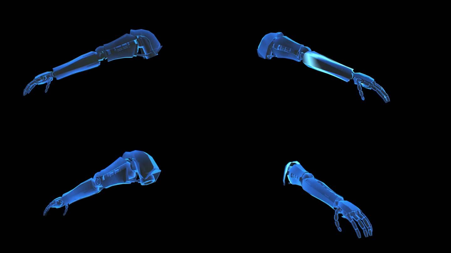 机械手臂全息蓝色科技通道素材