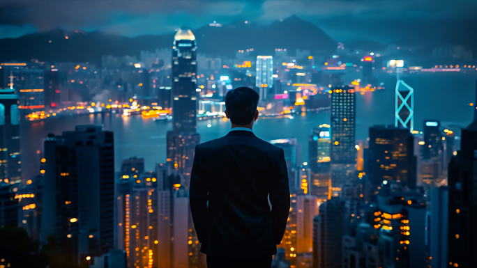 商务精英思考背影