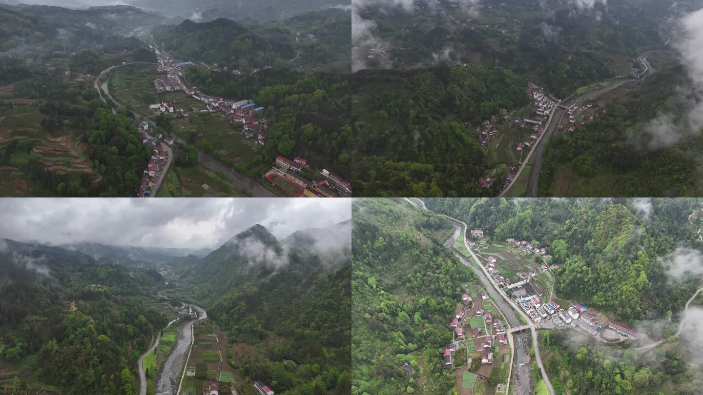 雨后山景，云低能见度还高