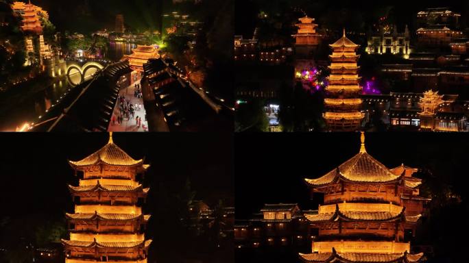 贵州省兴义市峰林布依景区夜景