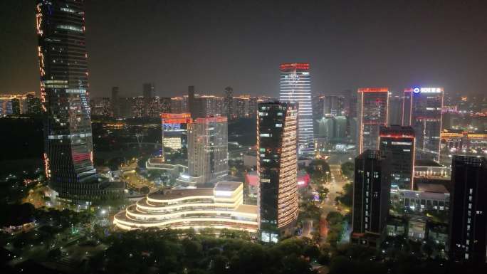 厦门夜景集美区集美新市民广场航拍集美市民