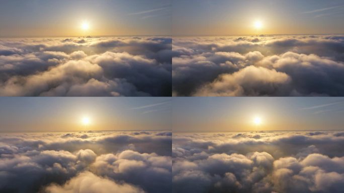 云端之上的日出唯美穿云航拍