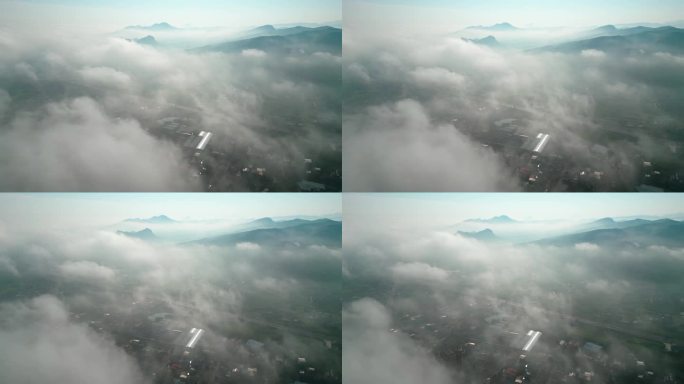 航拍 云 雾 远山 意境 风景