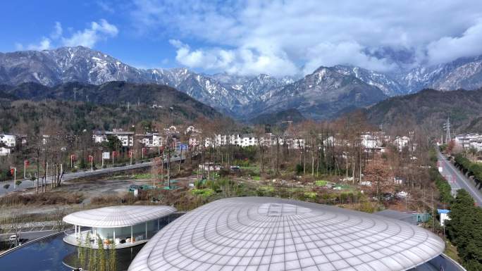 成都 彭州 龙门山 雪山全景