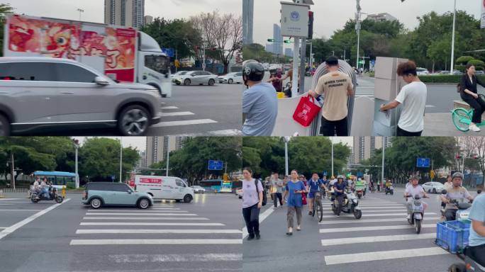 都市下班人潮车流车水马龙川流不息快节奏