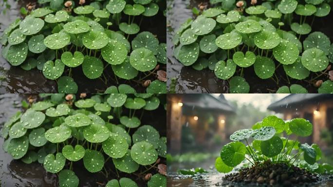 雨中积雪草