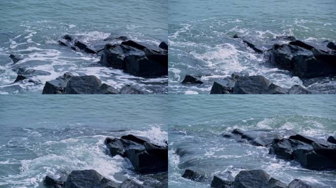 海水海浪冲刷礁石