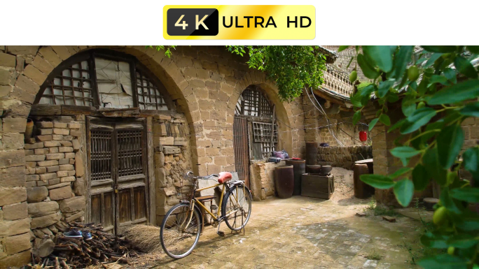 航拍黄土高原农村窑洞