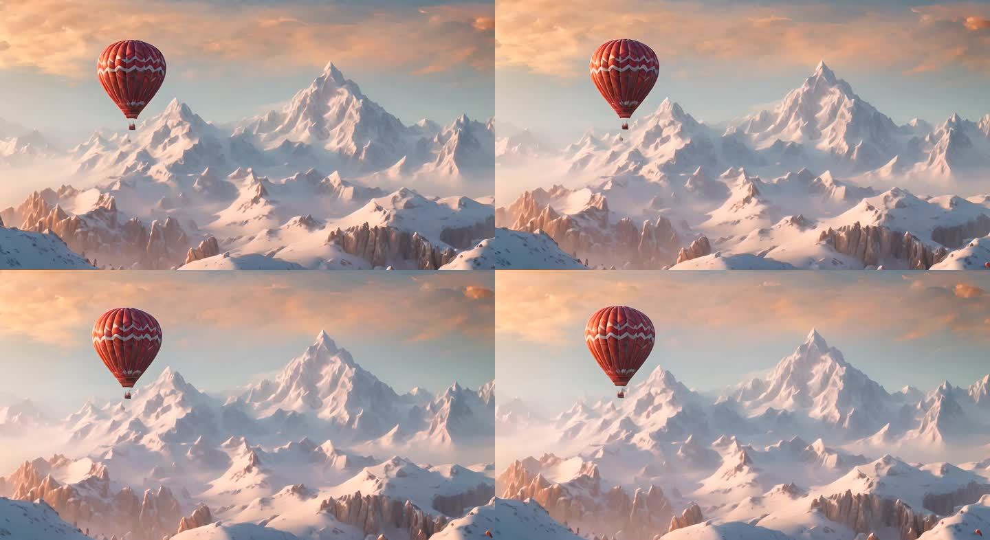 热气球雪山