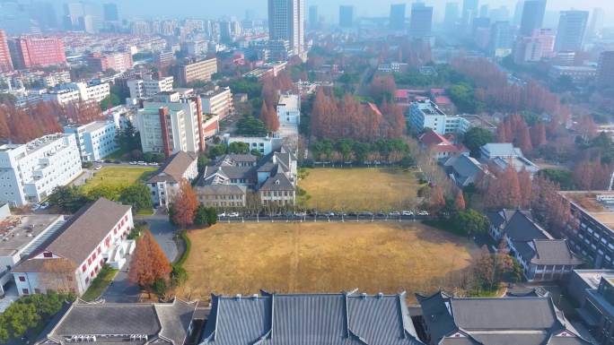 上海复旦大学邯郸校区航拍校园风景风光素材