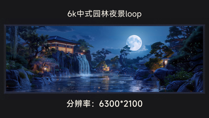 6k中式园林夜景loop
