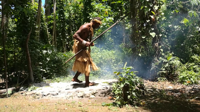 南太平洋海岛土著歌舞过火石高清视频素材