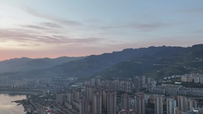 夜景航拍 奉节 重庆 夜色 灯光