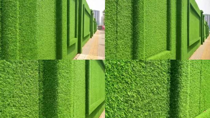 绿色草坪墙面特写