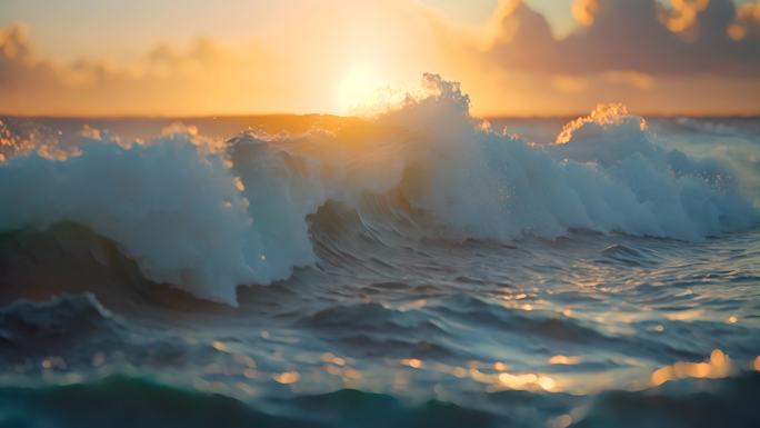 浪花浪潮大风大浪大海日出海底光线