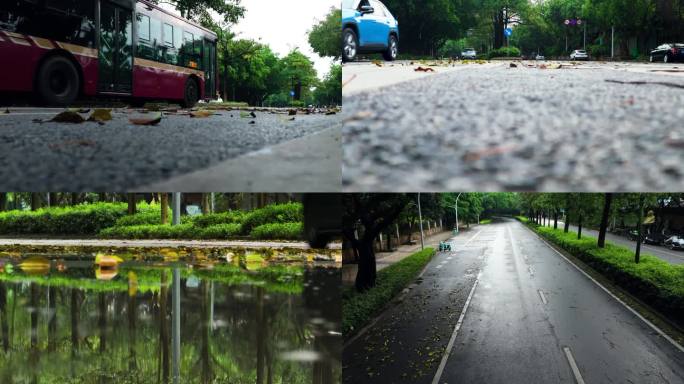 城市交通台风过后道路积水