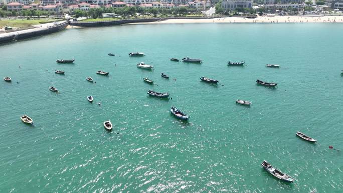 威海海源公园 渔村 小船  出海渔船城市